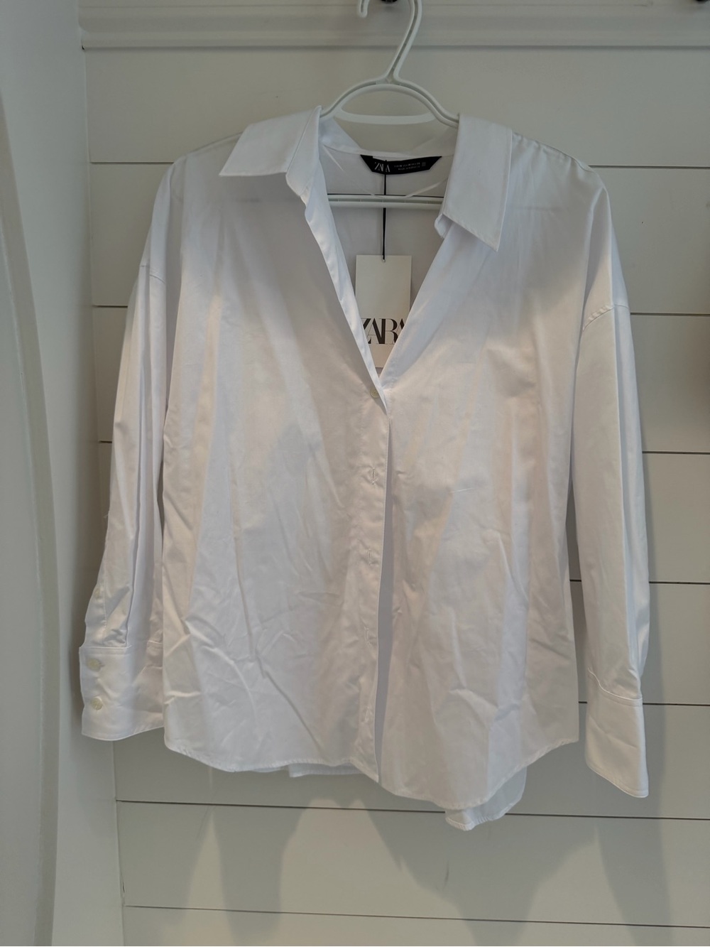 Zara White Button-Down Shirt